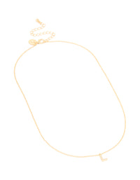Gold Plated Brass Cubic Zirconia Letter L Necklace - link has visual effect only