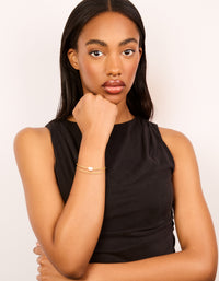 Gold Plated Freshwater Pearl Chain Layered Bracelet - link has visual effect only