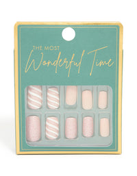 Pink Glitter & Candy Cane Press-On Nail Set - link has visual effect only