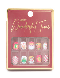 Snowman & Bauble Press-On Nail Set - link has visual effect only