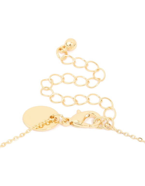 Gold Plated Cubic Zirconia Mini Libra Zodiac Sign Pendant Necklace
