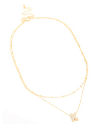 Gold Plated Brass Cubic Zirconia Pave Bubble Letter K Layered Necklace - link has visual effect only