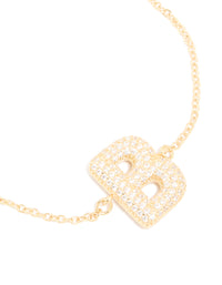 Gold Plated Cubic Zirconia Pave Bubble Letter B Toggle Bracelet - link has visual effect only