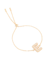 Gold Plated Cubic Zirconia Pave Bubble Letter E Toggle Bracelet - link has visual effect only