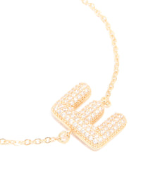Gold Plated Cubic Zirconia Pave Bubble Letter E Toggle Bracelet - link has visual effect only