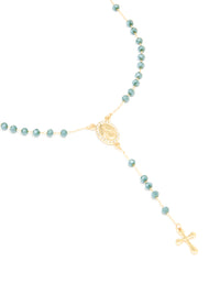 Gold Plated Dark Blue Diamante Rosary Necklace - link has visual effect only