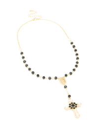 Gold Plated Black Pearl Rosary Necklace - link has visual effect only
