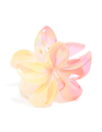 Iridescent Pink Frangipani Flower Claw Clip - link has visual effect only