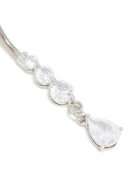 Surgical Steel Triple Cubic Zirconia Drop Belly Bar - link has visual effect only