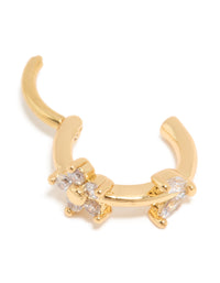 Gold Plated Surgical Steel Cubic Zirconia Floral Clicker Ring - link has visual effect only