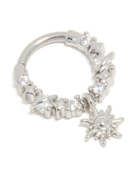 Surgical Steel Cubic Zirconia Celestial Star Drop Clicker Ring - link has visual effect only