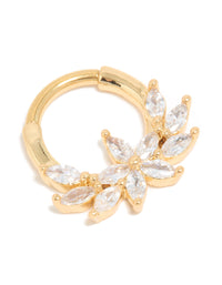 Gold Plated Titanium Floral Cubic Zirconia Clicker Ring - link has visual effect only