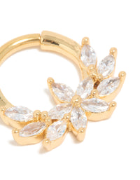 Gold Plated Titanium Floral Cubic Zirconia Clicker Ring - link has visual effect only