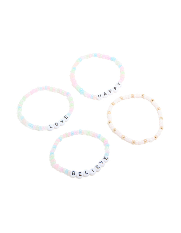 Kids Beaded Love Stretch Bracelet Pack