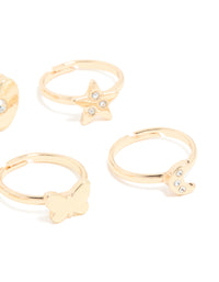 Kids Gold Heart & Butterfly Rings 6-Pack - link has visual effect only