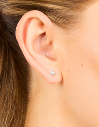 Sterling Silver Cubic Zirconia Flower Stud Earrings - link has visual effect only