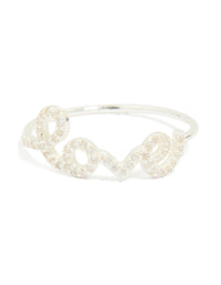 Sterling Silver Cubic Zirconia Love Ring - link has visual effect only