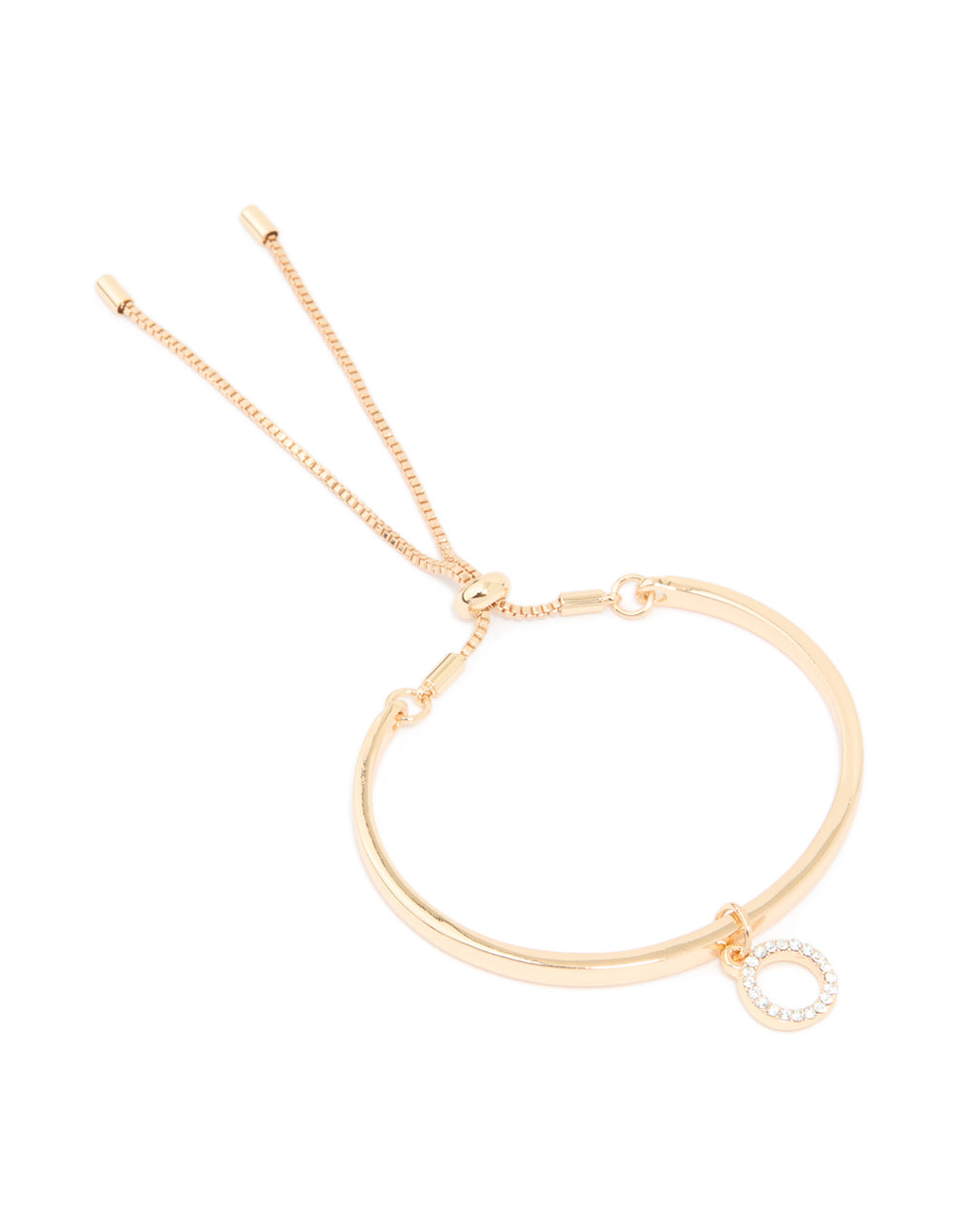 Gold Diamante Circle Toggle Bangle