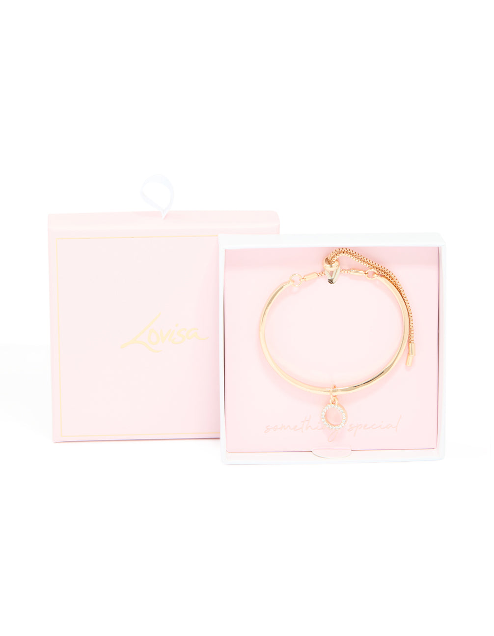 Gold Diamante Circle Toggle Bangle