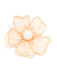 Gold Pink Cream Pearl Flower Brooch - link has visual effect only