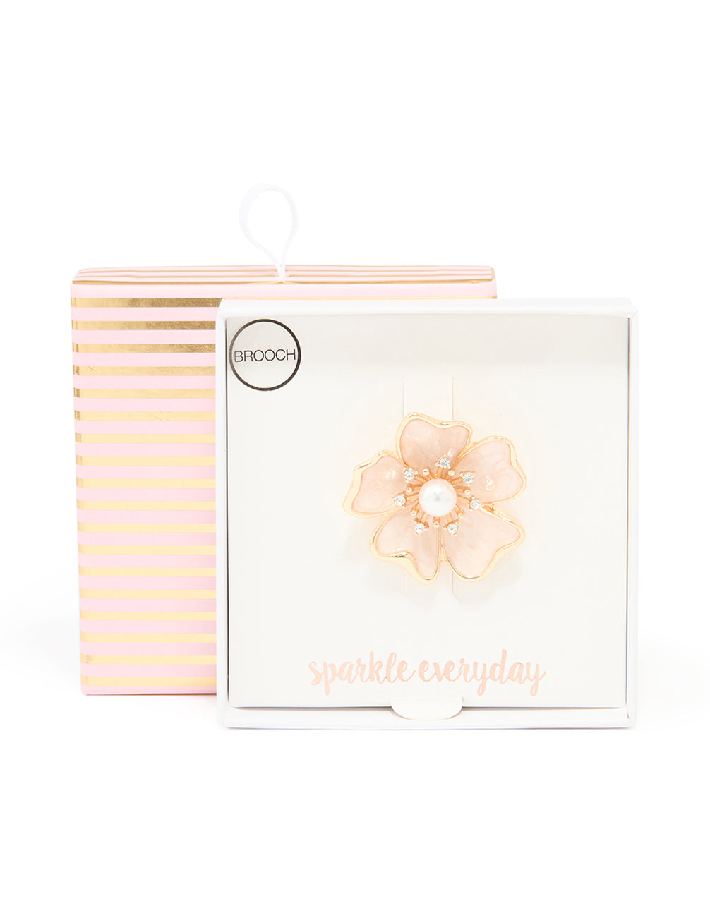 Gold Pink Cream Pearl Flower Brooch