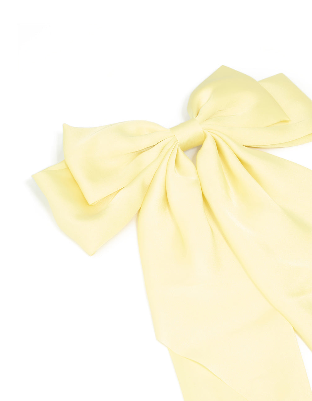 Butter Yellow Satin Fabric Bow Clip