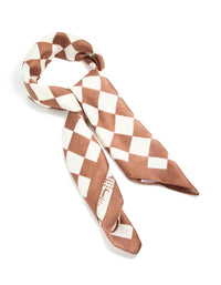 Brown & White Checkered Fabric Vacation Scarf - link has visual effect only