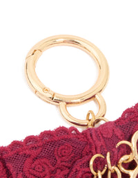 Red Lace Fabric Bow & Hearts Key Chain - link has visual effect only