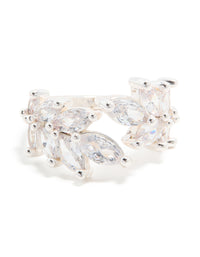 Silver Plated Cubic Zirconia Leaf Wrap Ring - link has visual effect only