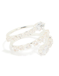 Silver Plated Cubic Zirconia Open Wrap Around Ring - link has visual effect only