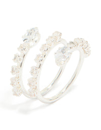 Silver Plated Cubic Zirconia Open Wrap Around Ring - link has visual effect only