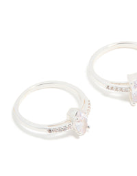 Silver Plated Cubic Zirconia Multi-Shaped Stacking Rings 3-Pack - link has visual effect only