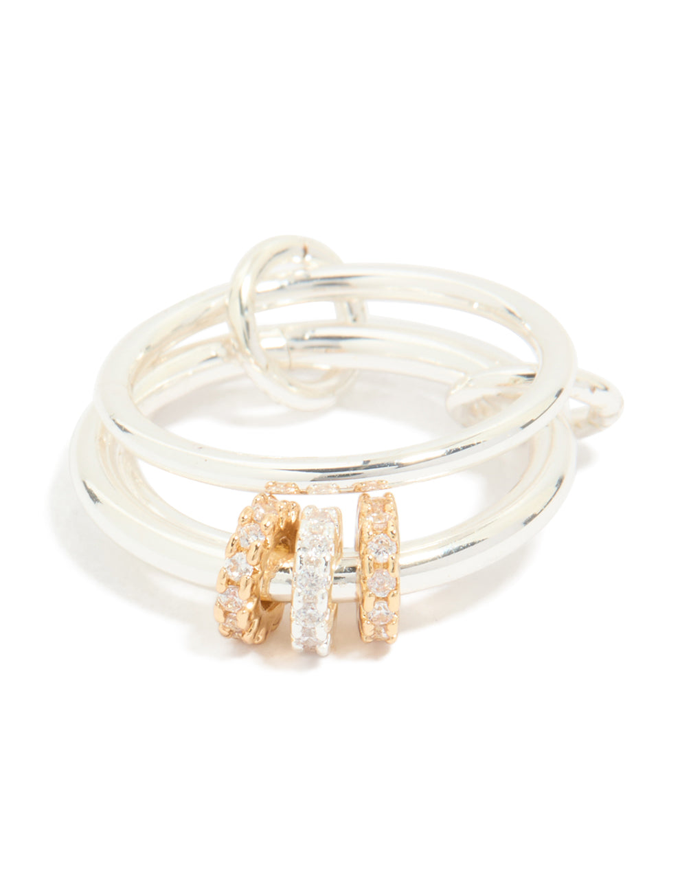 Gold & Silver Plated Cubic Zirconia 3 Loop Rondell Stacked Ring
