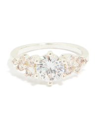 Silver Plated Round Cubic Zirconia Elegant Ring - link has visual effect only