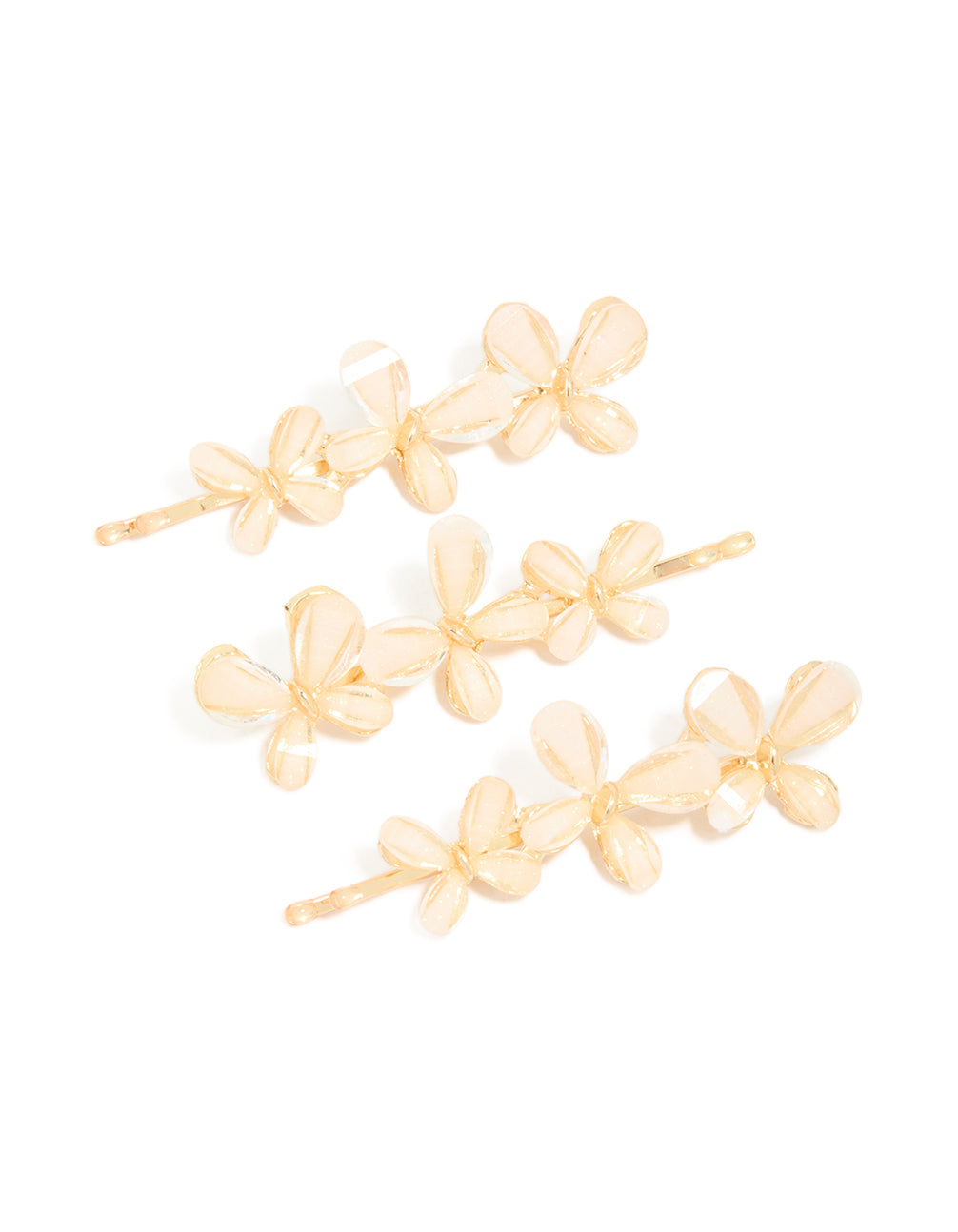 Gold Pink Butterfly Trio Hair Clips 3-Pack