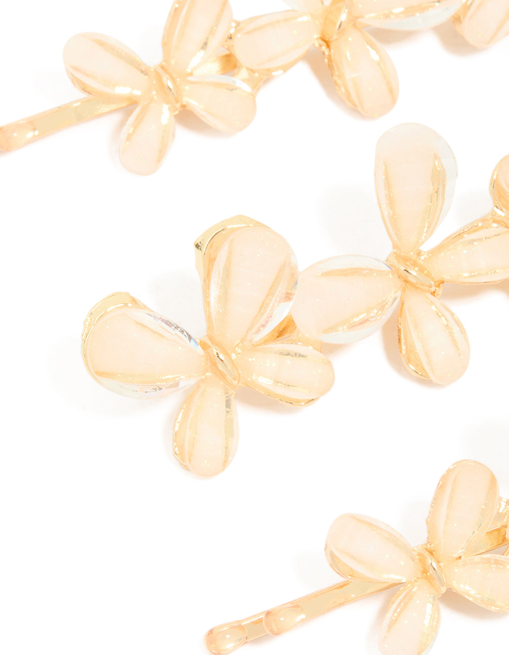 Gold Pink Butterfly Trio Hair Clips 3-Pack
