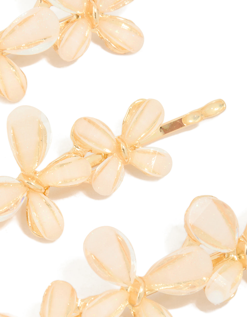 Gold Pink Butterfly Trio Hair Clips 3-Pack