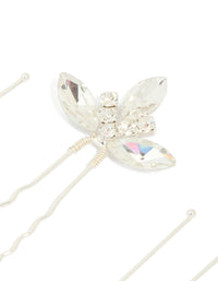 Silver Diamante Marquise Trio Hair Pins 3-Pack - link has visual effect only