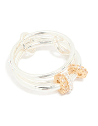Gold & Silver Plated Cubic Zirconia 3 Loop Rondell Stacked Ring - link has visual effect only