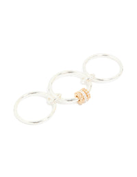 Gold & Silver Plated Cubic Zirconia 3 Loop Rondell Stacked Ring - link has visual effect only