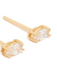 Gold Plated Sterling Silver Cubic Zirconia Oval Stud Earrings - link has visual effect only
