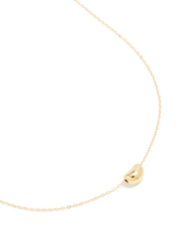 Gold Plated Sterling Silver Bean Pendant Necklace