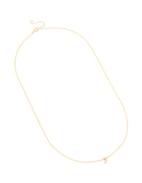 Gold Plated Sterling Silver Cubic Zirconia Pavé Letter J Pendant Necklace - link has visual effect only