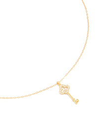 Gold Plated Sterling Silver Cubic Zirconia Key Necklace - link has visual effect only