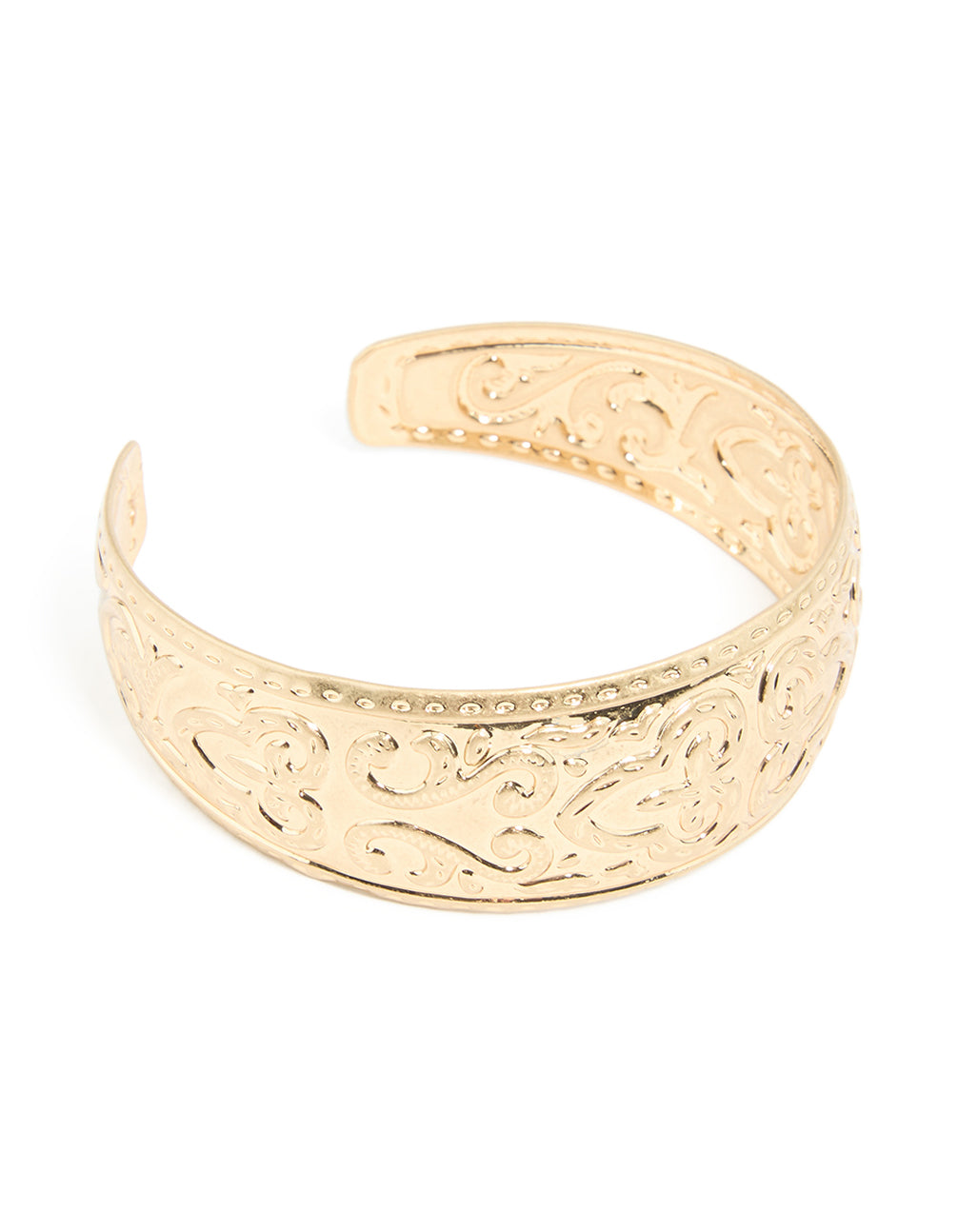 Worn Gold Boho Detail Medium Wrist Cuff