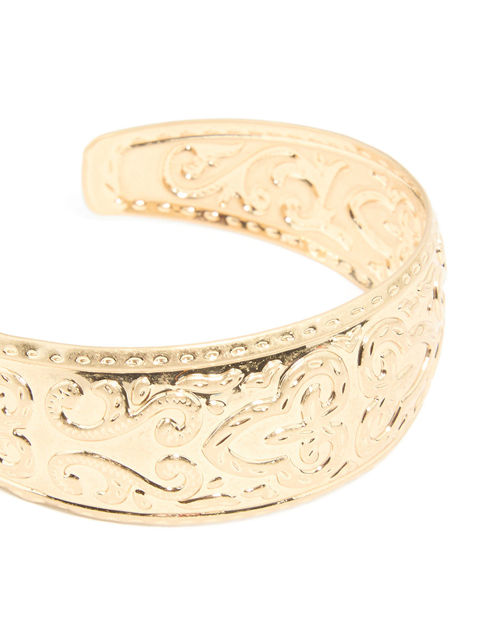 Worn Gold Boho Detail Medium Wrist Cuff