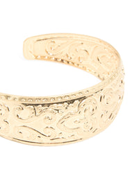 Worn Gold Boho Detail Medium Wrist Cuff - link has visual effect only