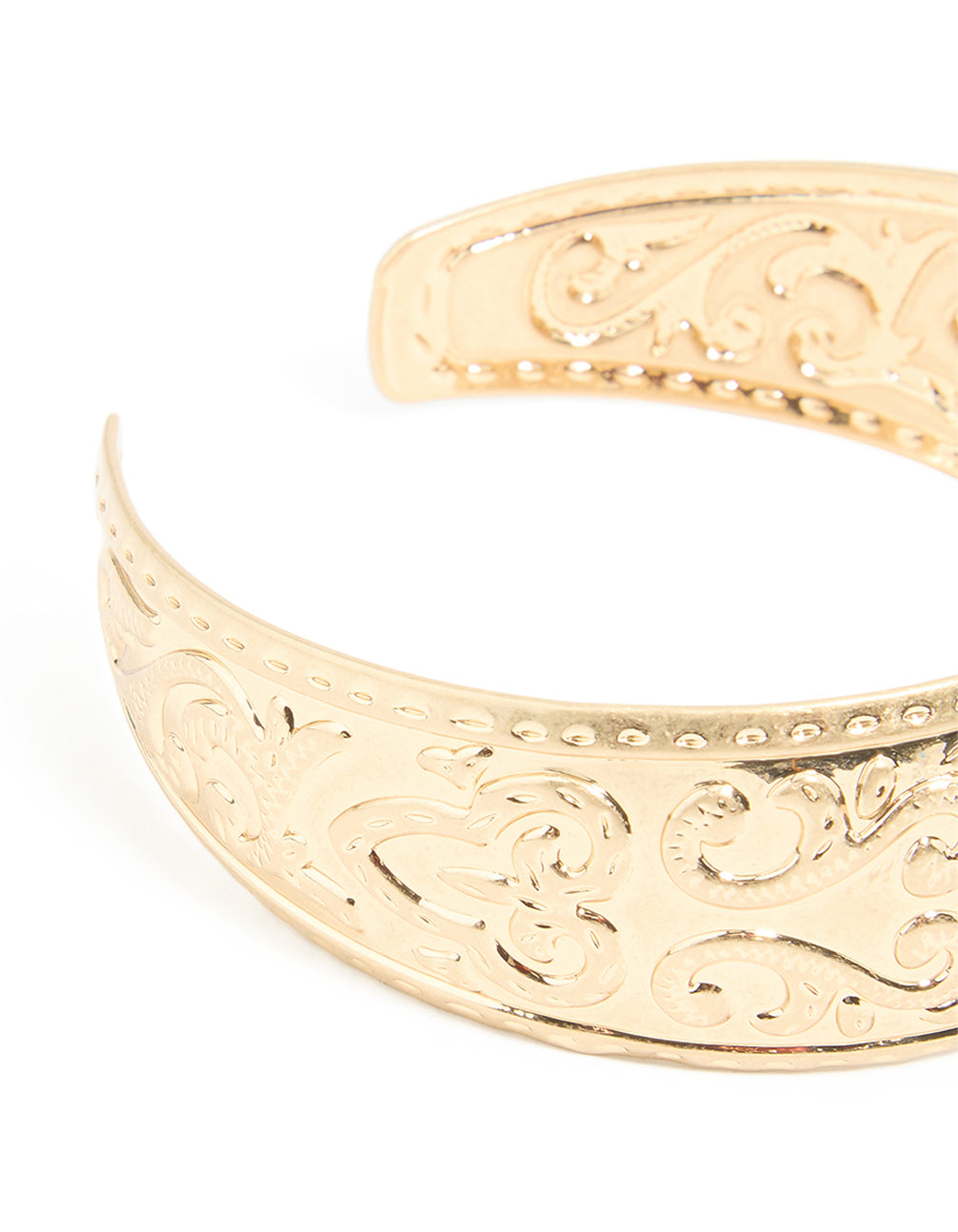 Worn Gold Boho Detail Medium Wrist Cuff