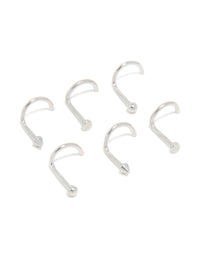 Surgical Steel Ball & Pointed Nose Corkscrew Studs 6-Pack - link has visual effect only