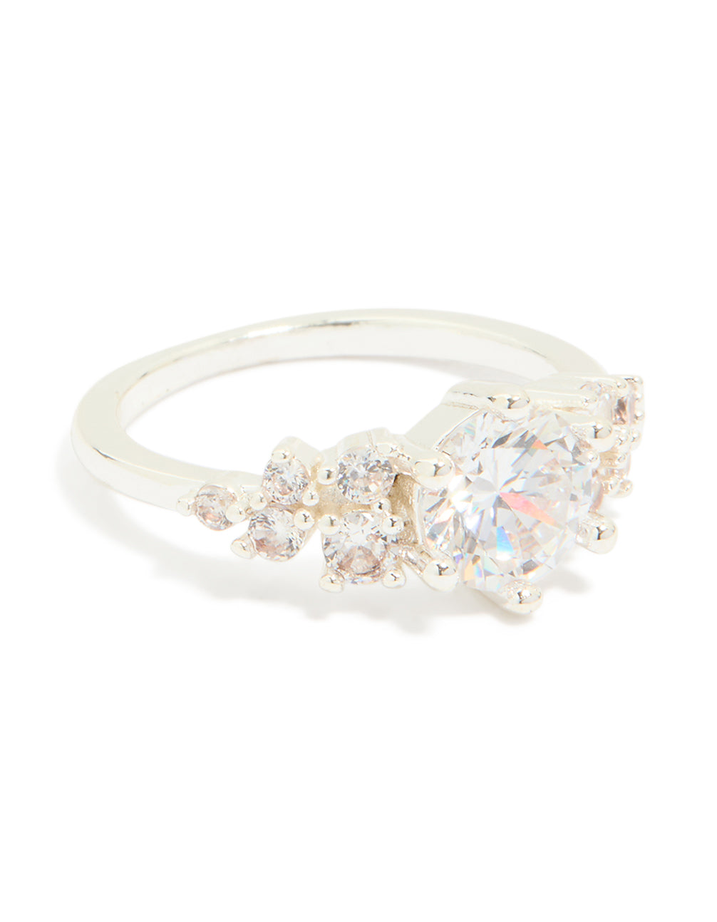 Silver Plated Round Cubic Zirconia Elegant Ring